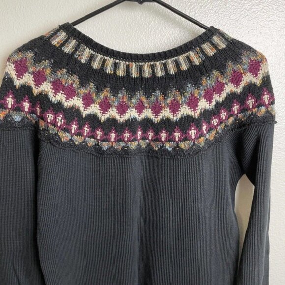 Free People Mandala Swit Thermal Top – Black with Multicolor Stitching – Size S - Picture 7 of 9
